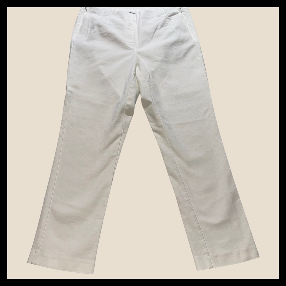 J-Jill Wearever Slim‎ Leg Pants Womens 10 White Side Zip Stretch Trousers